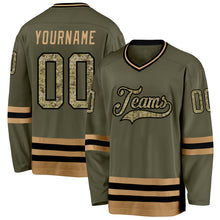 Laden Sie das Bild in den Galerie-Viewer, Custom Olive Camo-Old Gold Salute To Service Hockey Jersey
