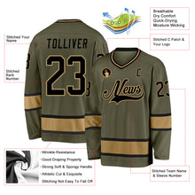Laden Sie das Bild in den Galerie-Viewer, Custom Olive Black-Old Gold Salute To Service Hockey Jersey

