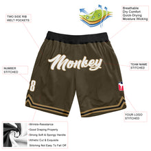 Load image into Gallery viewer, Custom Olive White-Old Gold Authentic Throwback Salute To Service Basketball Shorts
