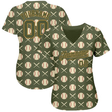 Laden Sie das Bild in den Galerie-Viewer, Custom Olive Olive-Old Gold 3D Pattern Design Authentic Salute To Service Baseball Jersey
