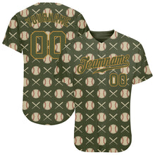 Load image into Gallery viewer, Custom Olive Olive-Old Gold 3D Pattern Design Authentic Salute To Service Baseball Jersey
