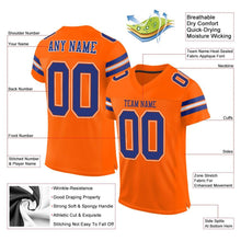 Load image into Gallery viewer, Custom Orange Royal-White Mesh Authentic Football Jersey
