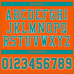 Custom Orange Aqua-White Mesh Authentic Football Jersey