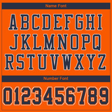 Load image into Gallery viewer, Custom Orange Navy-White Mesh Authentic Football Jersey
