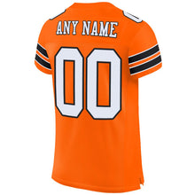 Load image into Gallery viewer, Custom Orange White-Black Mesh Authentic Football Jersey
