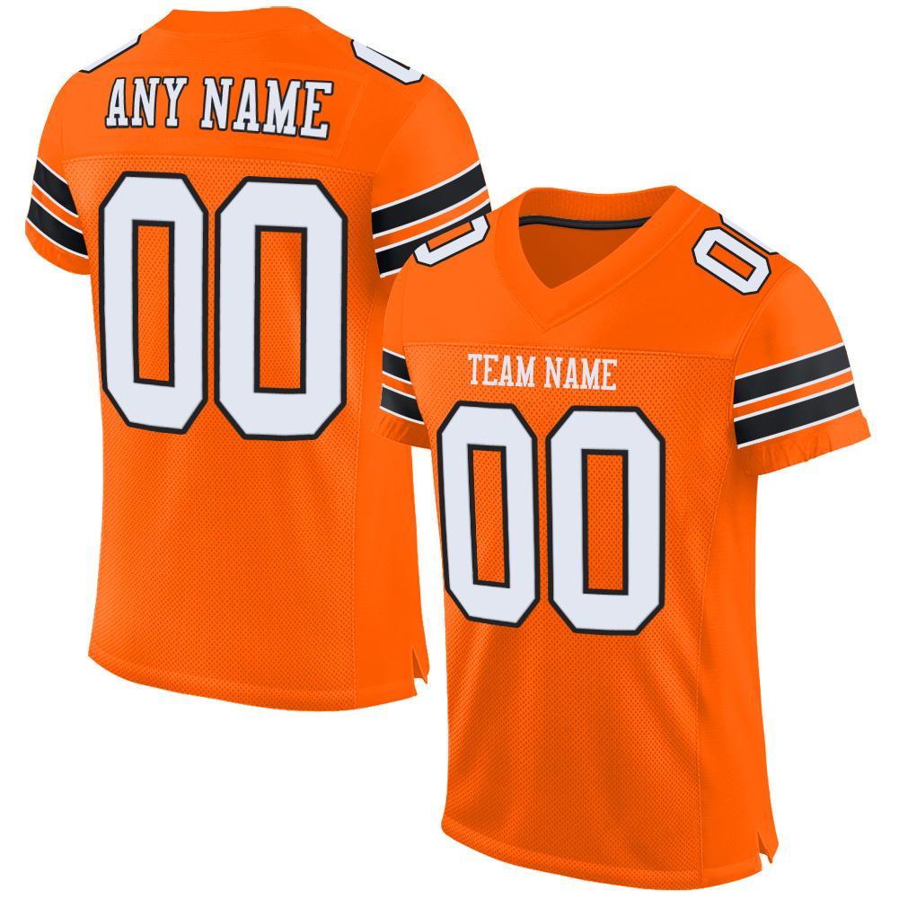 Custom Orange White-Black Mesh Authentic Football Jersey