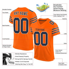 Load image into Gallery viewer, Custom Orange Navy-White Mesh Authentic Football Jersey
