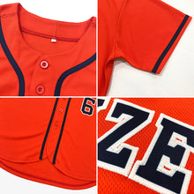 Load image into Gallery viewer, Custom Orange Navy-White Authentic Baseball Jersey
