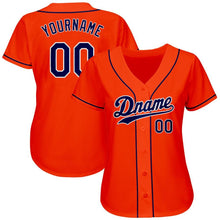 Load image into Gallery viewer, Custom Orange Navy-White Authentic Baseball Jersey
