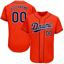 Load image into Gallery viewer, Custom Orange Navy-White Authentic Baseball Jersey
