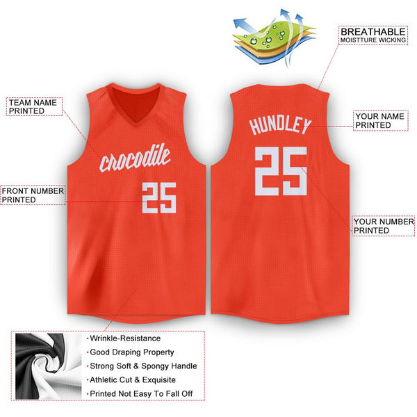 Custom Orange White V-Neck Basketball Jersey , Choose Your Own