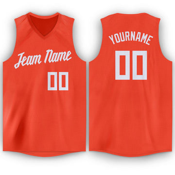 Custom Orange White V-Neck Basketball Jersey