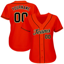 Load image into Gallery viewer, Custom Orange Black-Old Gold Authentic Baseball Jersey
