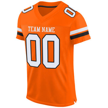 Custom Orange White-Black Mesh Authentic Football Jersey