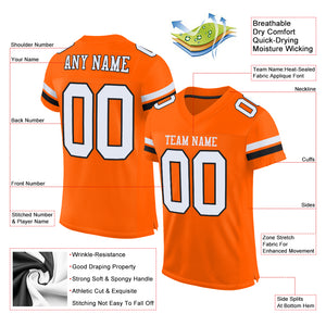 Custom Orange White-Black Mesh Authentic Football Jersey