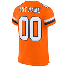 Load image into Gallery viewer, Custom Orange White-Navy Mesh Authentic Football Jersey
