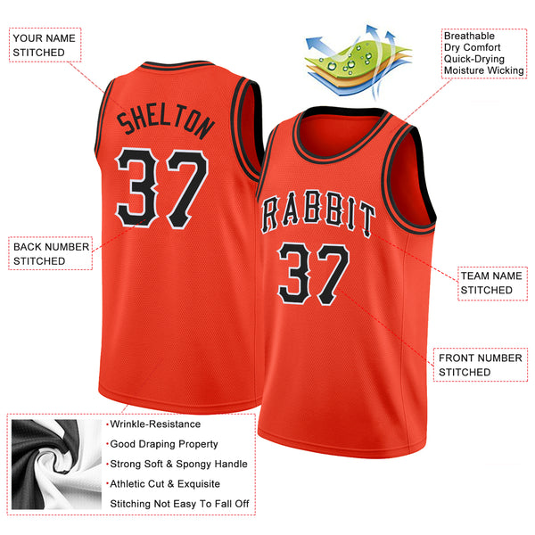 Sale Build White Basketball Orange Rib-Knit Jersey Black – CustomJerseysPro