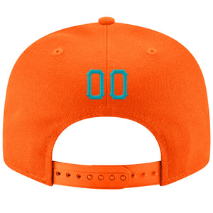 Custom Orange Aqua-White Stitched Adjustable Snapback Hat