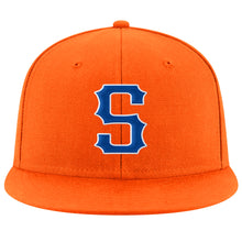 Laden Sie das Bild in den Galerie-Viewer, Custom Orange Royal-White Stitched Adjustable Snapback Hat
