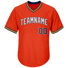 Laden Sie das Bild in den Galerie-Viewer, Custom Orange Navy-Gold Authentic Throwback Rib-Knit Baseball Jersey Shirt

