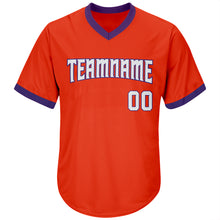 Laden Sie das Bild in den Galerie-Viewer, Custom Orange White-Purple Authentic Throwback Rib-Knit Baseball Jersey Shirt
