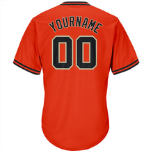 Load image into Gallery viewer, Custom Orange Black-Old Gold Authentic Throwback Rib-Knit Baseball Jersey Shirt
