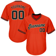 Load image into Gallery viewer, Custom Orange Black-Old Gold Authentic Throwback Rib-Knit Baseball Jersey Shirt
