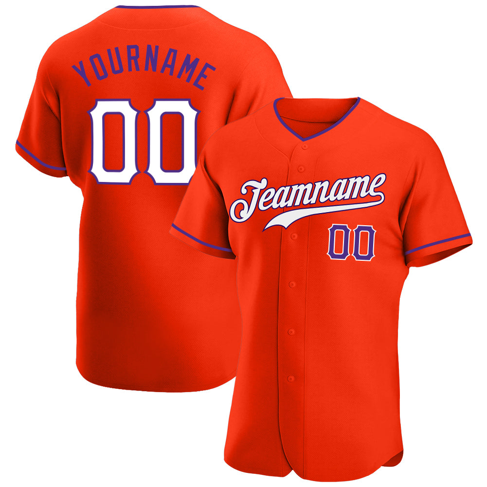 Custom Orange White-Purple Authentic Baseball Jersey