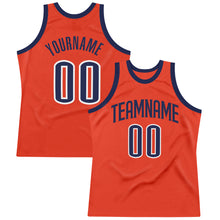 Load image into Gallery viewer, Custom Orange Navy-White Authentic Throwback Basketball Jersey
