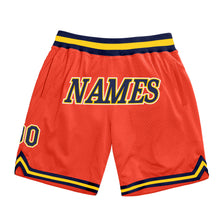 Laden Sie das Bild in den Galerie-Viewer, Custom Orange Navy-Gold Authentic Throwback Basketball Shorts
