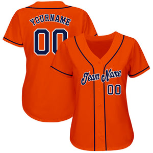 Custom Orange Navy-White Authentic Baseball Jersey