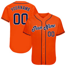Load image into Gallery viewer, Custom Orange Navy-White Authentic Baseball Jersey
