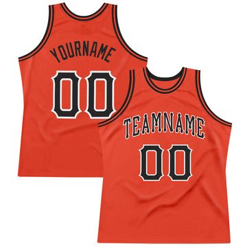 Custom Orange Black-White Authentic Throwback Basketball Jersey