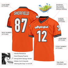 Load image into Gallery viewer, Custom Orange White-Black Mesh Authentic Throwback Football Jersey
