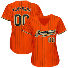 Load image into Gallery viewer, Custom Orange Black Pinstripe Black-Old Gold Authentic Baseball Jersey
