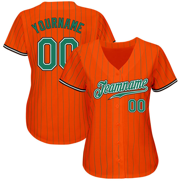 Cheap Custom Orange Kelly Green Pinstripe Kelly Green-Black