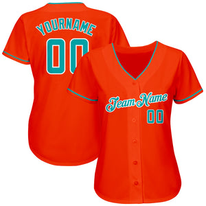 Custom Orange Teal-White Authentic Baseball Jersey