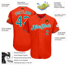 Load image into Gallery viewer, Custom Orange Teal-White Authentic Baseball Jersey
