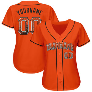 Custom Orange Black-White Authentic Drift Fashion Baseball Jersey