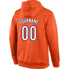 Laden Sie das Bild in den Galerie-Viewer, Custom Stitched Orange White-Navy Sports Pullover Sweatshirt Hoodie
