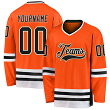 Laden Sie das Bild in den Galerie-Viewer, Custom Orange Black-Old Gold Hockey Jersey
