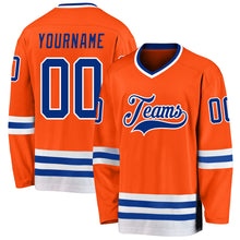 Laden Sie das Bild in den Galerie-Viewer, Custom Orange Royal-White Hockey Jersey
