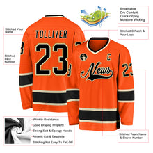 Laden Sie das Bild in den Galerie-Viewer, Custom Orange Black-Cream Hockey Jersey
