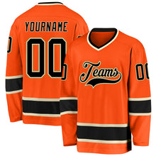 Laden Sie das Bild in den Galerie-Viewer, Custom Orange Black-Cream Hockey Jersey
