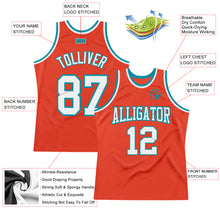 Laden Sie das Bild in den Galerie-Viewer, Custom Orange White-Teal Authentic Throwback Basketball Jersey
