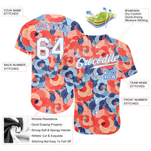 Laden Sie das Bild in den Galerie-Viewer, Custom Orange White-Light Blue 3D Pattern Design Flowers Authentic Baseball Jersey
