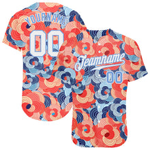 Load image into Gallery viewer, Custom Orange White-Light Blue 3D Pattern Design Flowers Authentic Baseball Jersey

