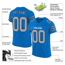 Load image into Gallery viewer, Custom Panther Blue Light Gray-Black Mesh Authentic Football Jersey
