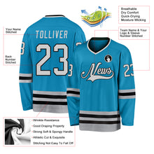 Laden Sie das Bild in den Galerie-Viewer, Custom Panther Blue Gray-Black Hockey Jersey
