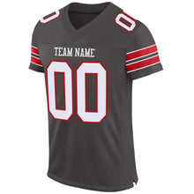 Load image into Gallery viewer, Custom Pewter White-Red Mesh Authentic Football Jersey
